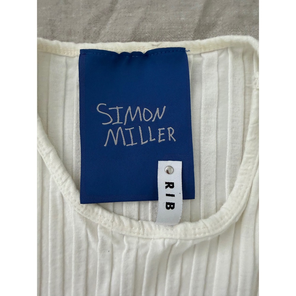 Simon Miller Aukai Tank Top Womens White Ribbed Crew Neck Side Slit Small - Picture 4 of 7